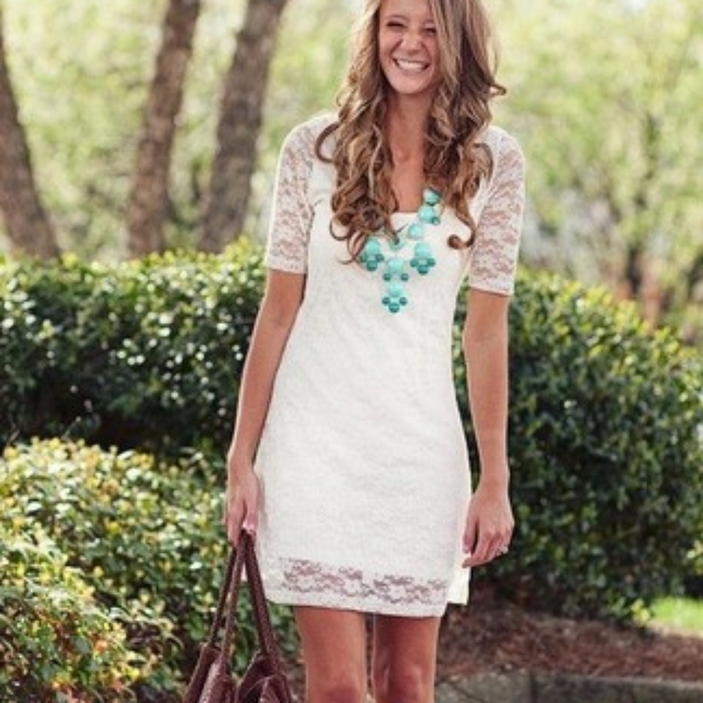 Abercrombie & Fitch Lace Bodycon Dress | Cream | Medium